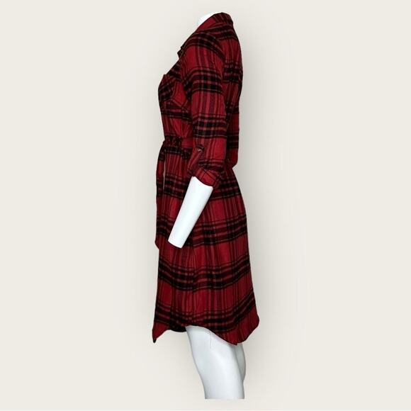 NWT | Madison + Hudson | Plaid Shirt Dress | Black/Red | Medium - Picture 4 of 12